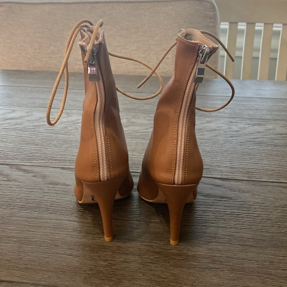 NWT BURJU Moment Nude Open Toe Lace Up Ankle Boots | Size 5.5 - Picture 5 of 12